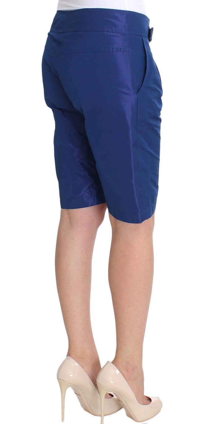 Chic Blue Mid Waist Shorts Ermanno Scervino