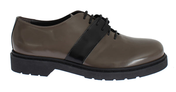 Elegant Gray Brown Leather Lace-up Shoes AI_