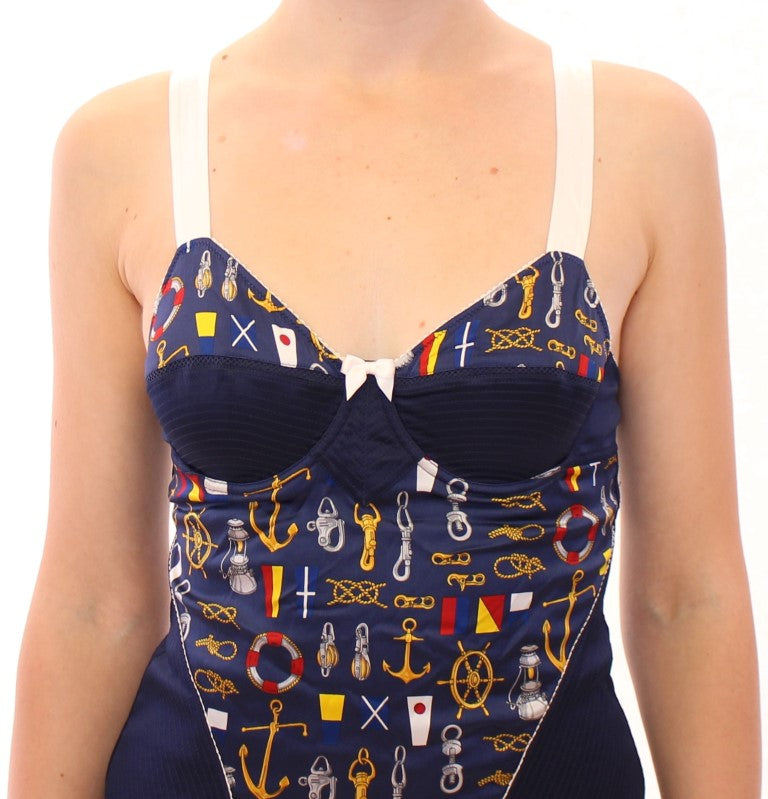 Blue Sailor Motif Stretch Tank Top Dolce & Gabbana