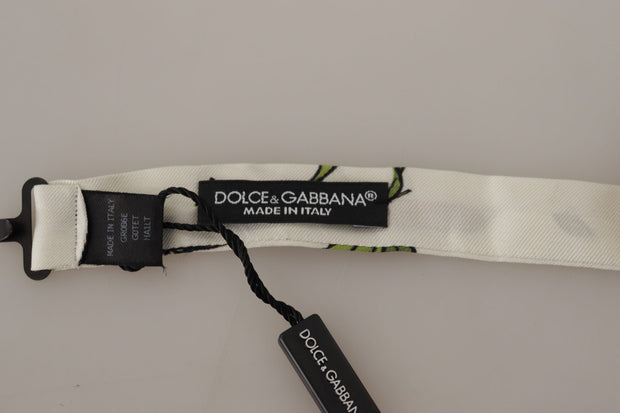 Elegant White Silk Patterned Bow Tie Dolce & Gabbana