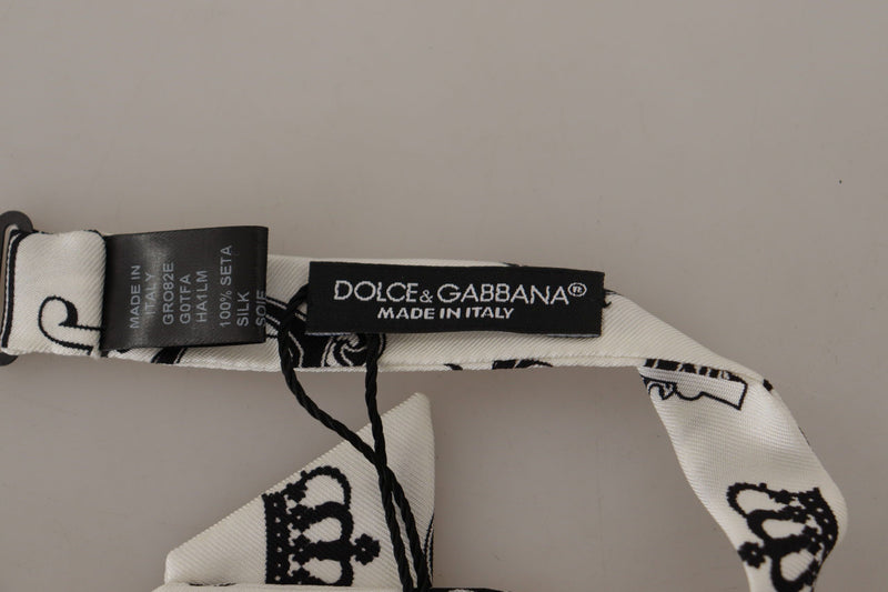 Elegant Silk Crown-Patterned Bow Tie Dolce & Gabbana