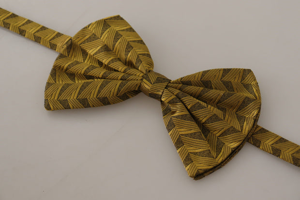 Elegant Gold Silk Bow Tie Dolce & Gabbana