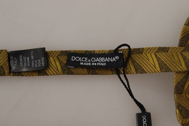 Elegant Gold Silk Bow Tie Dolce & Gabbana