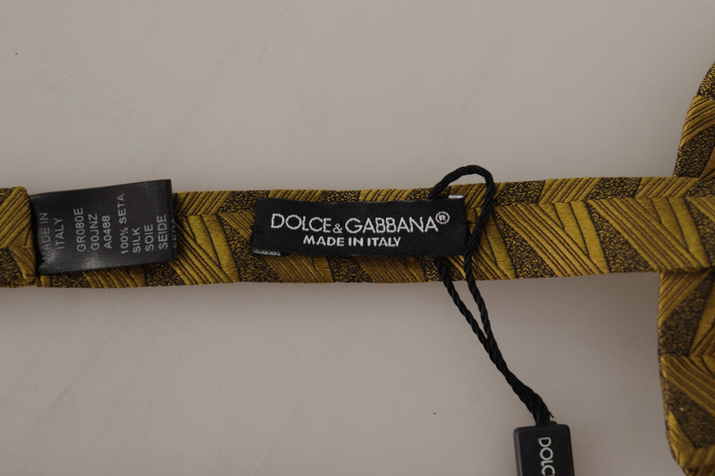 Elegant Gold Silk Bow Tie Dolce & Gabbana