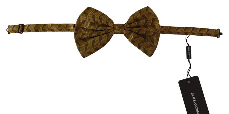 Elegant Gold Silk Bow Tie Dolce & Gabbana