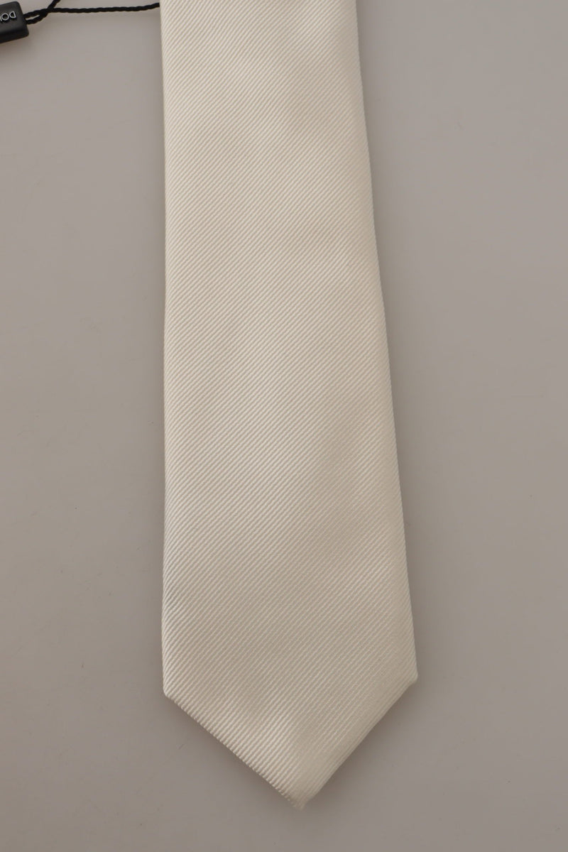 Elegant White Silk Men's Tie Dolce & Gabbana