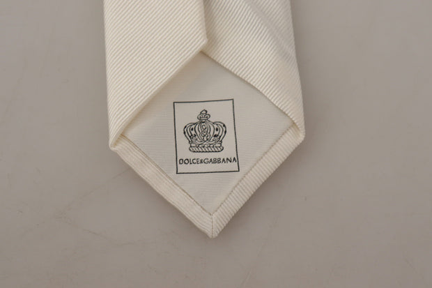 Elegant White Silk Men's Tie Dolce & Gabbana