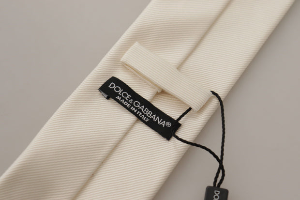 Elegant White Silk Men's Tie Dolce & Gabbana