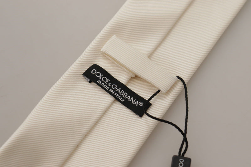 Elegant White Silk Men's Tie Dolce & Gabbana