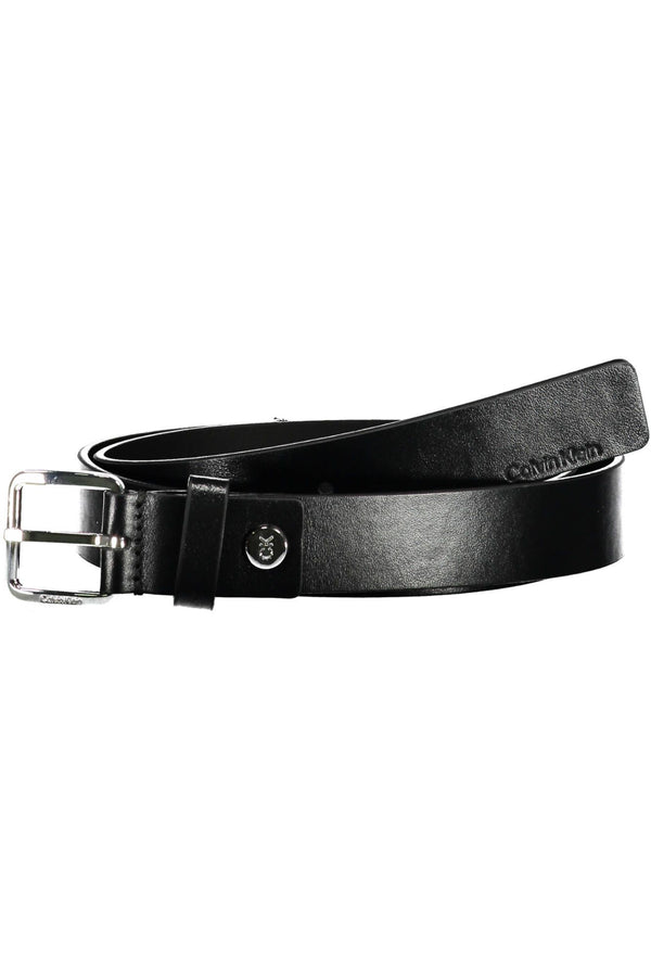 Black Leather Men Belt Calvin Klein