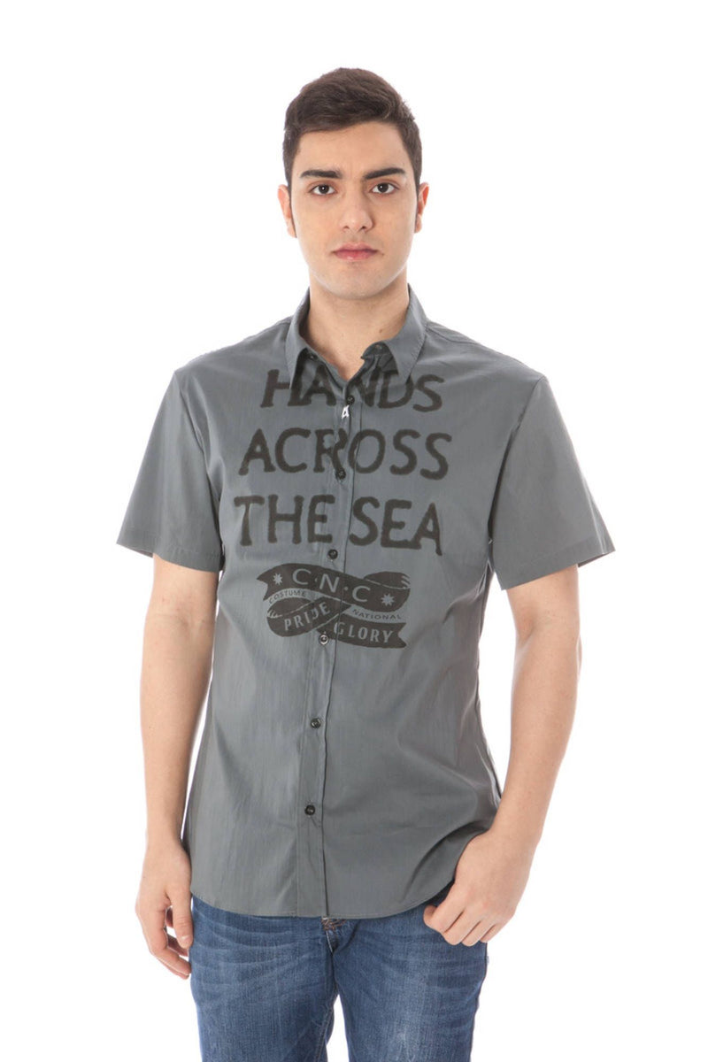 Gray Cotton Men Shirt Costume National