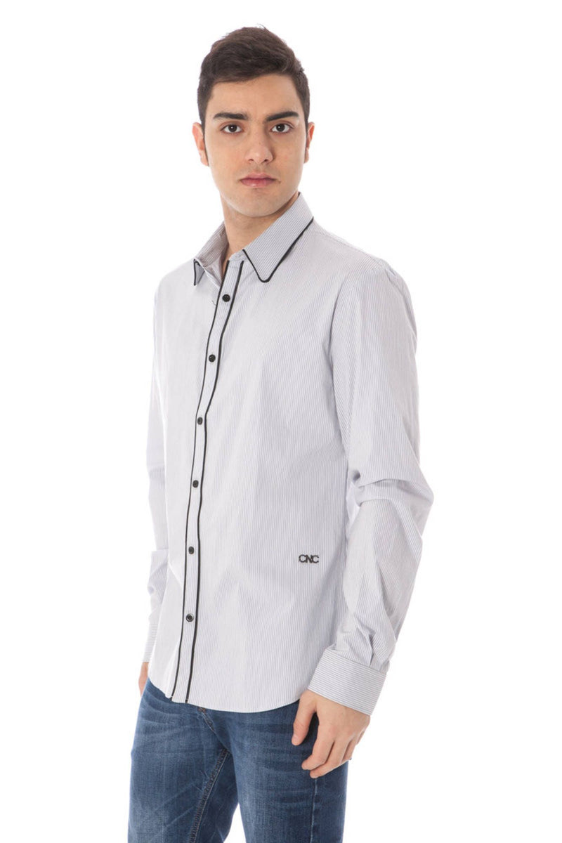 Light Blue Cotton Men Shirt Costume National