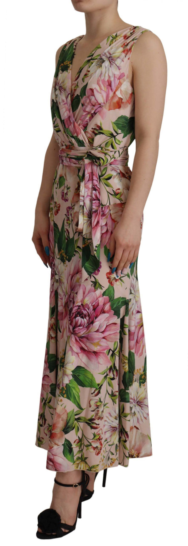 Elegant Floral Silk Wrap Dress Dolce & Gabbana