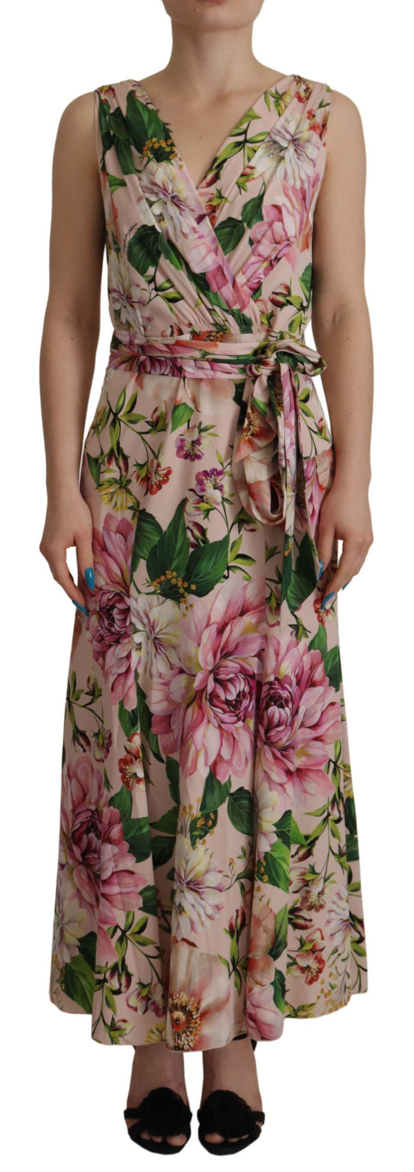 Elegant Floral Silk Wrap Dress Dolce & Gabbana