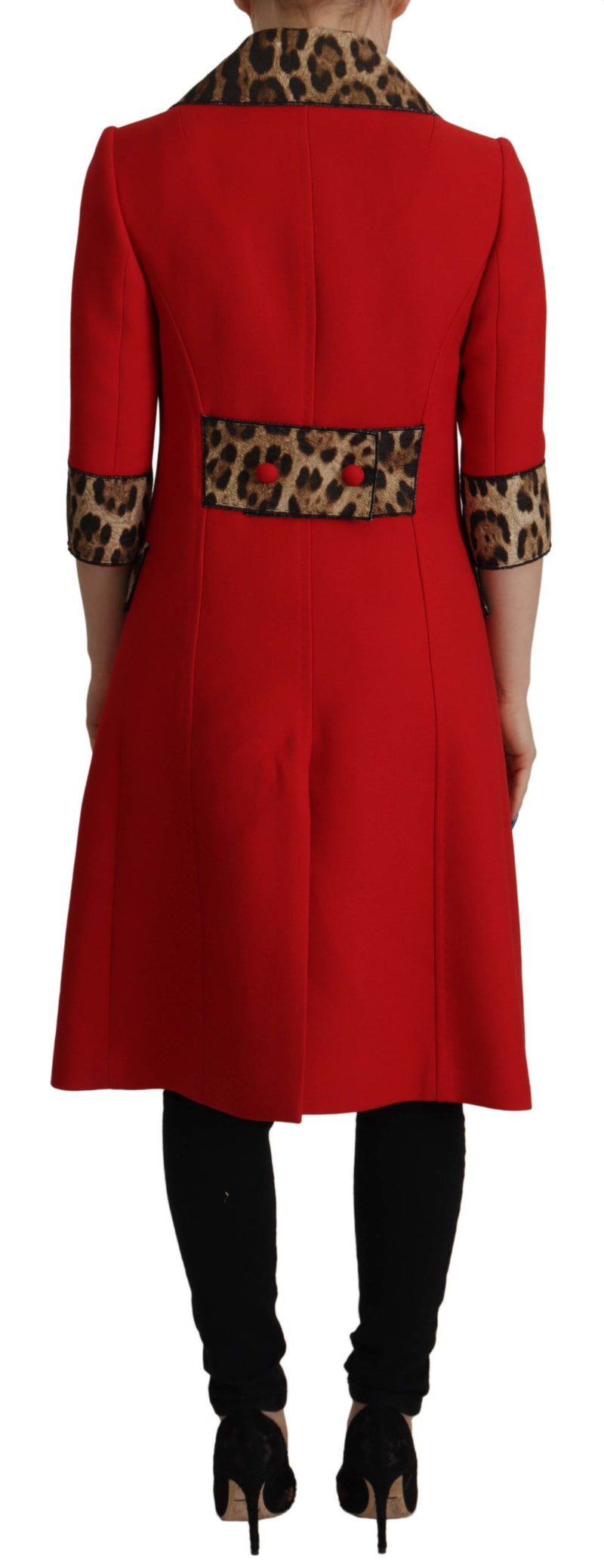 Elegant Red Leopard Trench Coat Dolce & Gabbana