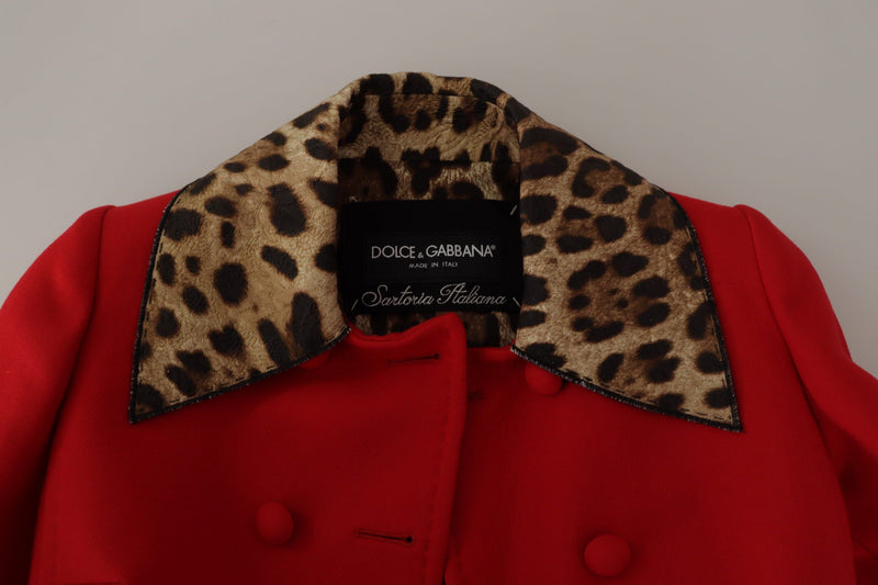 Elegant Red Leopard Trench Coat Dolce & Gabbana