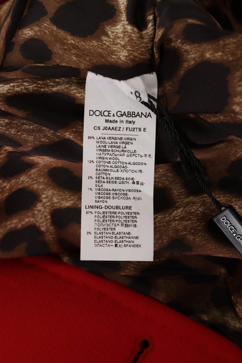 Elegant Red Leopard Trench Coat Dolce & Gabbana