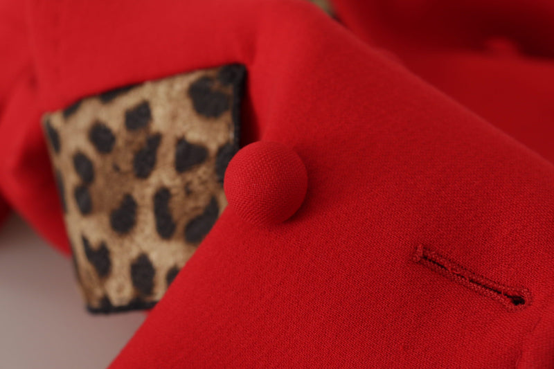 Elegant Red Leopard Trench Coat Dolce & Gabbana