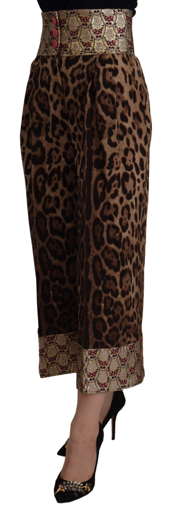 High Waist Cropped Leopard Jacquard Pants Dolce & Gabbana