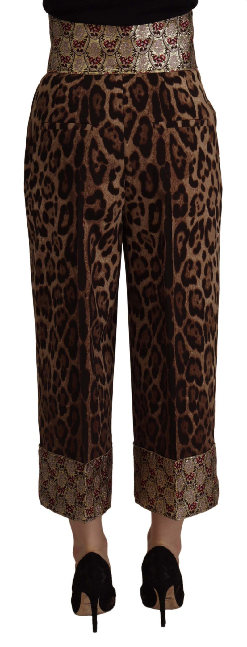 High Waist Cropped Leopard Jacquard Pants Dolce & Gabbana