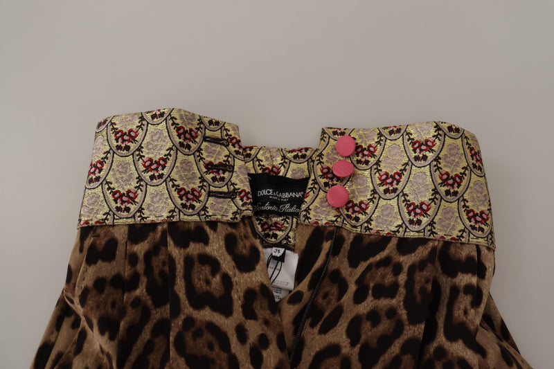 High Waist Cropped Leopard Jacquard Pants Dolce & Gabbana