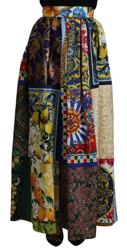 High Waist Maxi Skirt with Sicilian Patterns Dolce & Gabbana