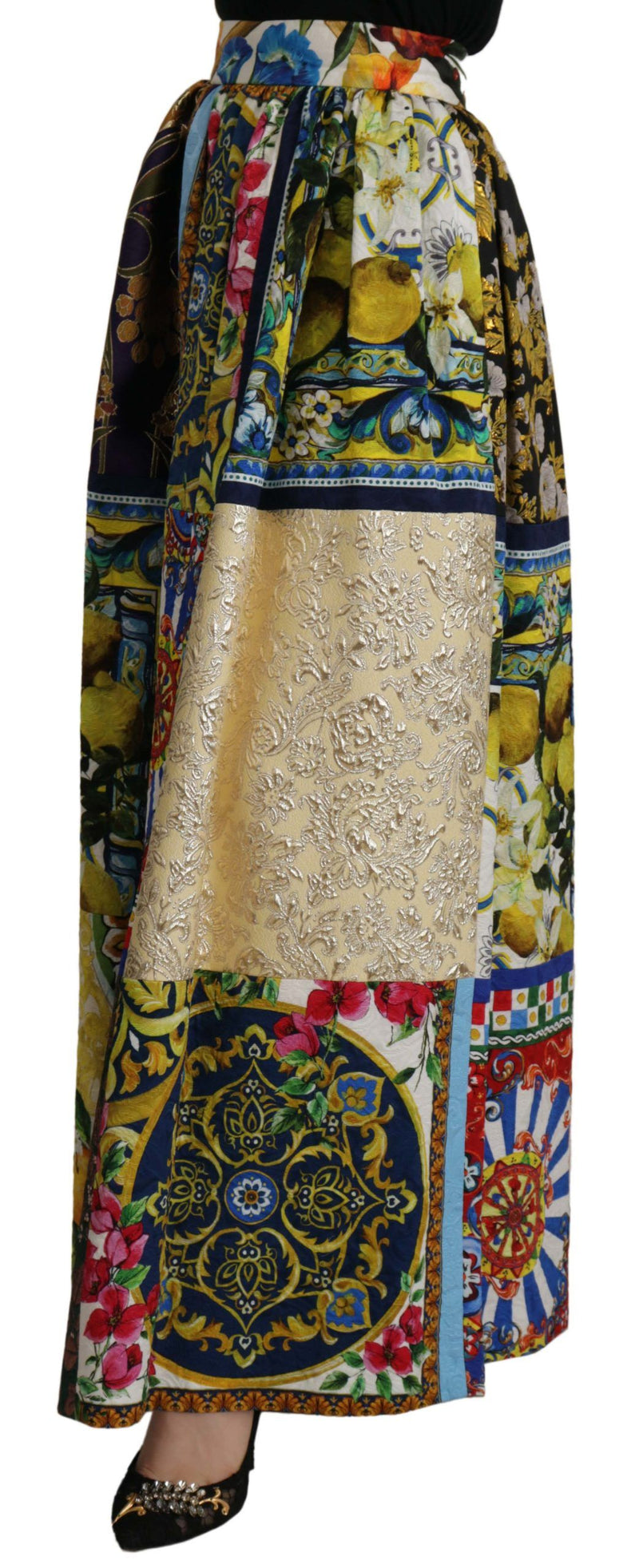 High Waist Maxi Skirt with Sicilian Patterns Dolce & Gabbana