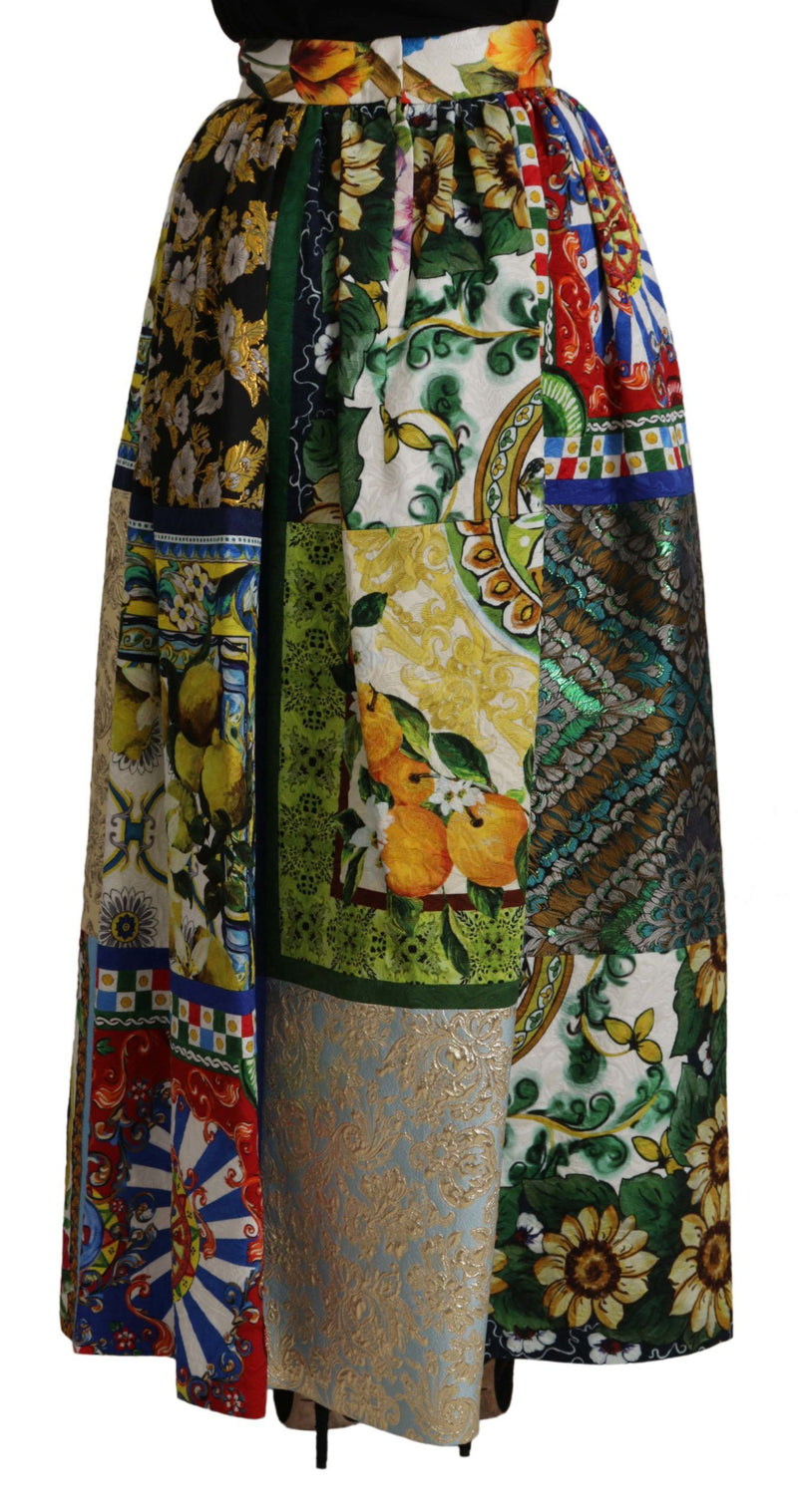 High Waist Maxi Skirt with Sicilian Patterns Dolce & Gabbana