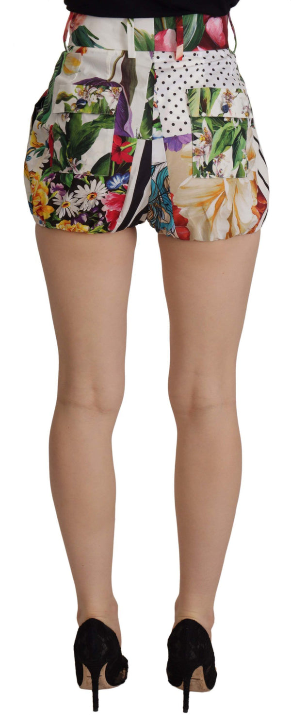 Multicolor Majolica Floral High-Waist Shorts Dolce & Gabbana