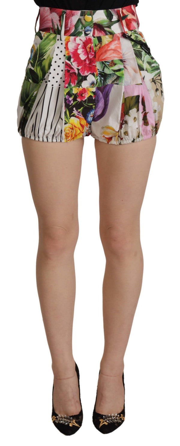 Multicolor Majolica Floral High-Waist Shorts Dolce & Gabbana