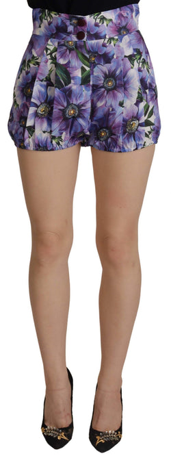 Elegant Floral High Waist Designer Shorts Dolce & Gabbana