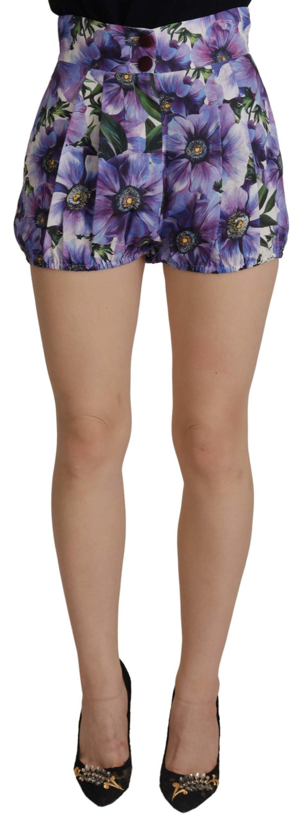 Elegant Floral High Waist Designer Shorts Dolce & Gabbana