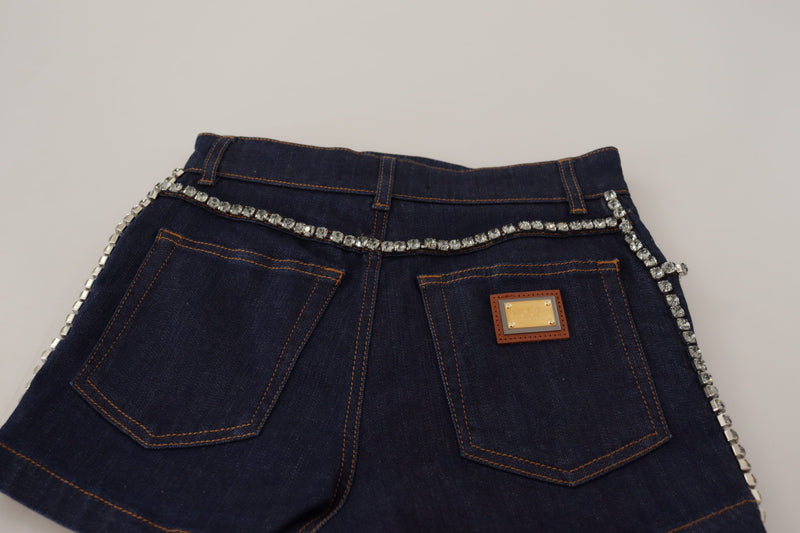 Chic High Waist Hot Pants Shorts with Crystal Detailing Dolce & Gabbana