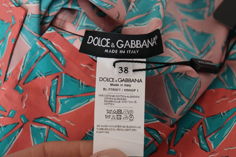 Chic Pink Sailboat Print Cotton Top Dolce & Gabbana