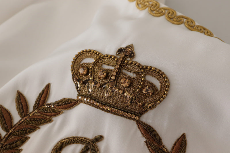 Elegant Silk Blouse with Gold Crown Embroidery Dolce & Gabbana