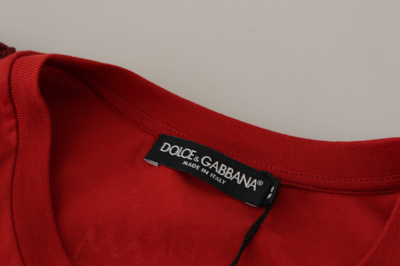 Elegant Red Crewneck Cotton Tee Dolce & Gabbana