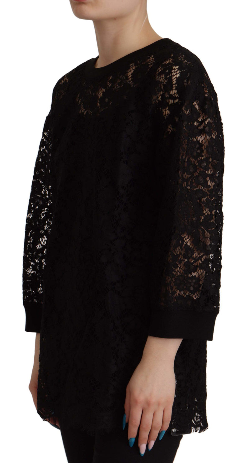 Elegant Black Long Sleeve Blouse Top Dolce & Gabbana