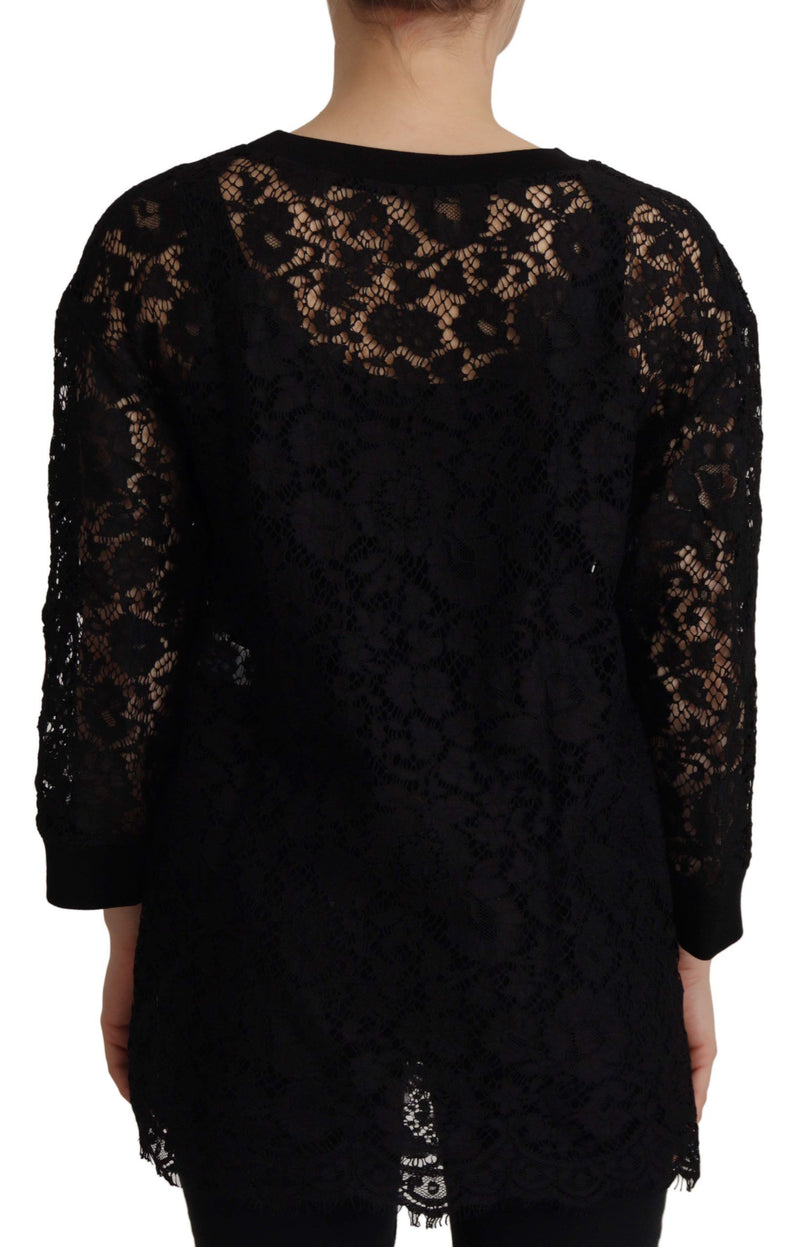 Elegant Black Long Sleeve Blouse Top Dolce & Gabbana