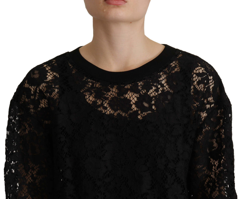 Elegant Black Long Sleeve Blouse Top Dolce & Gabbana