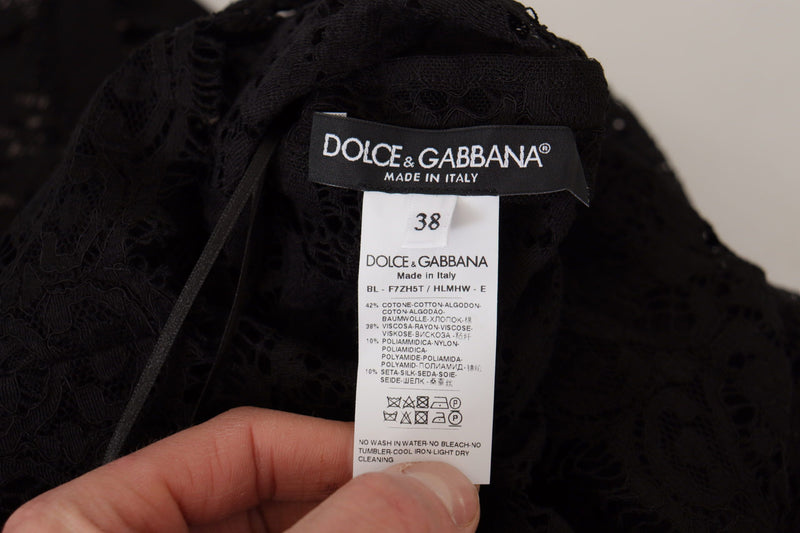 Elegant Black Long Sleeve Blouse Top Dolce & Gabbana