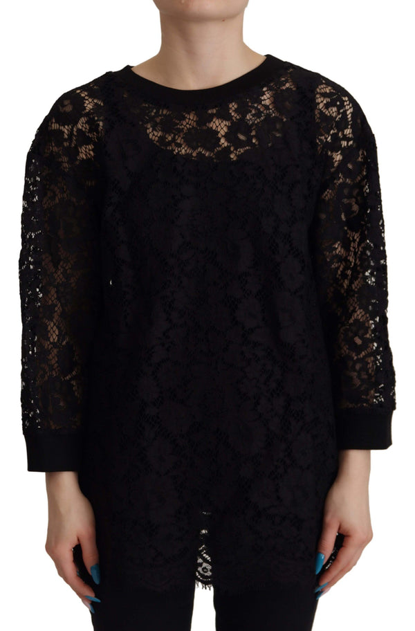 Elegant Black Long Sleeve Blouse Top Dolce & Gabbana