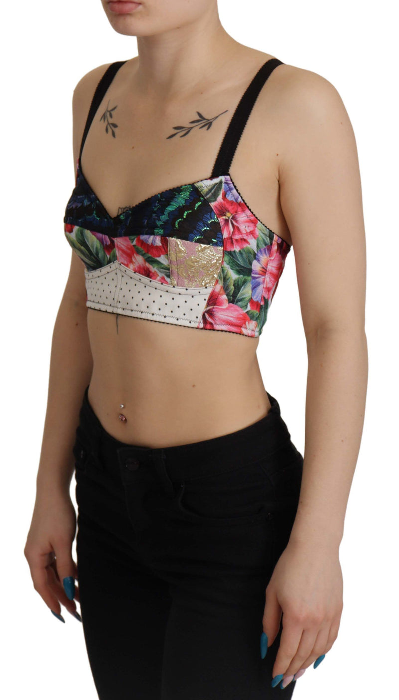 Floral Print Cropped Corset Top Dolce & Gabbana