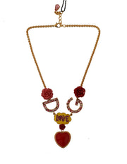 Glamorous Gold Crystal Charm Necklace Dolce & Gabbana