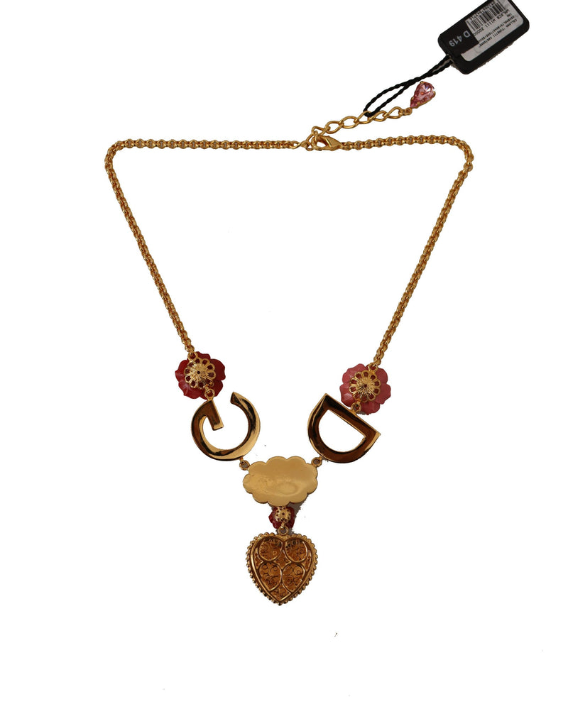 Glamorous Gold Crystal Charm Necklace Dolce & Gabbana