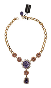 Elegant Floral Crystal Statement Necklace Dolce & Gabbana