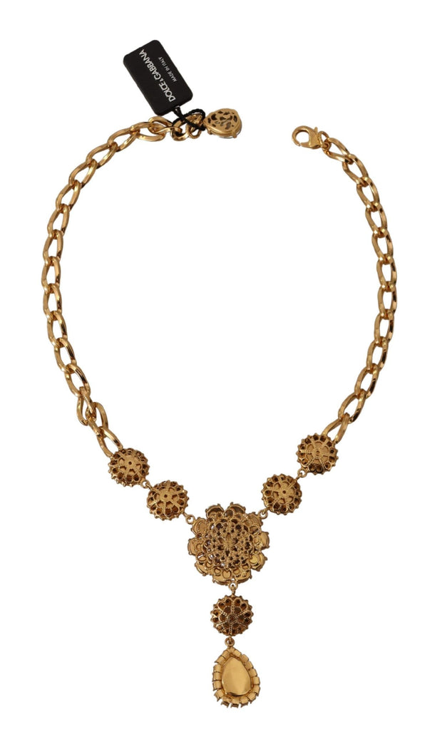 Elegant Floral Crystal Statement Necklace Dolce & Gabbana