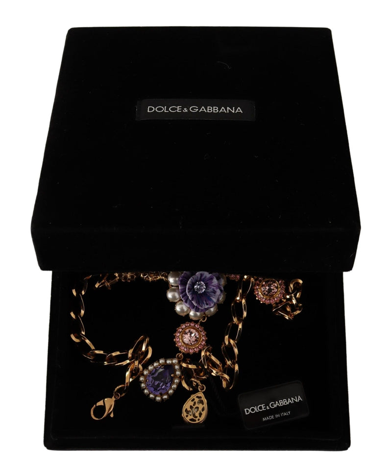 Elegant Floral Crystal Statement Necklace Dolce & Gabbana