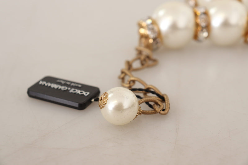 Elegant Faux Pearl Charm Necklace with Crystal Accents Dolce & Gabbana