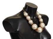 Elegant Faux Pearl Charm Necklace with Crystal Accents Dolce & Gabbana