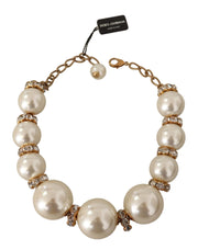 Elegant Faux Pearl Charm Necklace with Crystal Accents Dolce & Gabbana